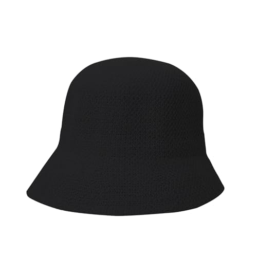 MILAKOO Crochet Bucket Hat Knit Braided Floppy Soild Color Cap for Women Foldable Sun Bowler Hat - color: C3: Black