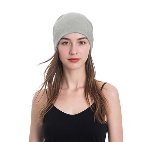 Unisex Slouchy Beanie Cotton Lightweight Beanie Hat Skull Cap Night Sleep Hat Hip-Hop Hat - color: White