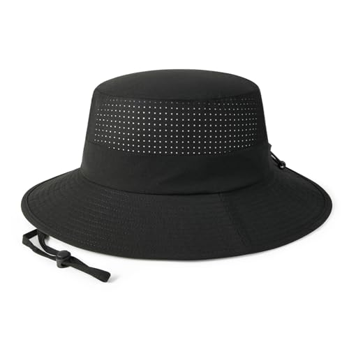 VOBOOM Unisex Wide Brim UV Protection Fishing Sun Hat - color: Black
