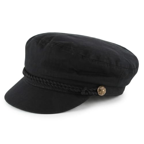 Unisex Greek Fisherman Hat 100% Cotton Sailor Cap Nautical Fiddler One Size - color: Black