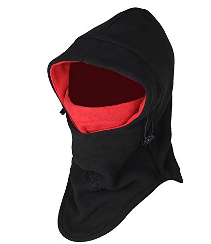 Warm Fleece Balaclava Ski Bike Full Face Mask Neck Warmer Winter Sports Cap - color: Black+red