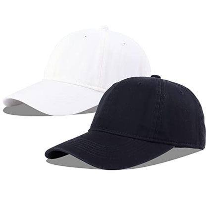 LANGZHEN Unisex Baseball Cap 100% Cotton Fits Men Women Washed Denim Adjustable Dad Hat - color: Black+white