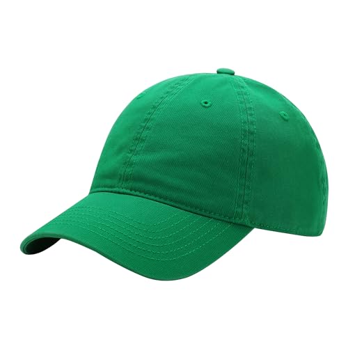 Washed Baseball Cap - Vintage Cotton Dad Hat Adjustable Unisex - color: Green