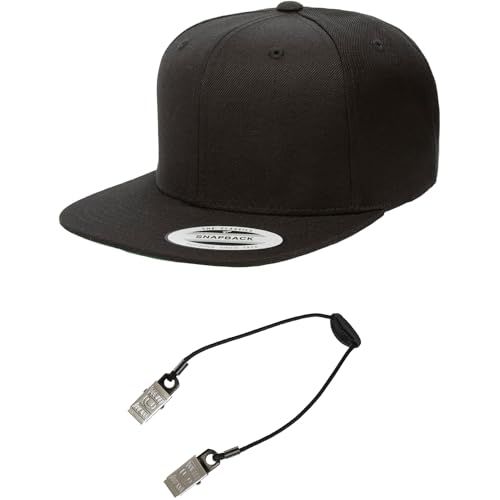 Yupoong Classics 6089 Wool-Blended Snapback Cap Bundle w/Cap Catcher - color: Black