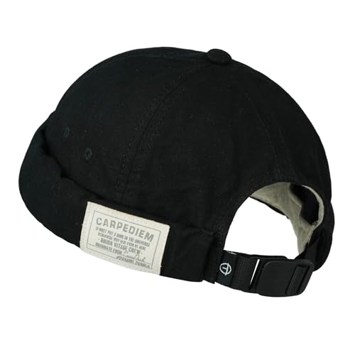 Clakllie Retro Docker Hat for Women Men Cotton No Brim Hat Adjustable Brimless Cap Worker Sailor Cap No Visor Beanie Hat - color: Black-gd43