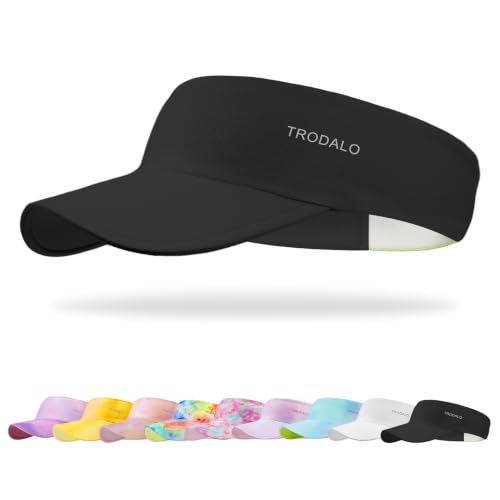 Kids Sun Visor Hats for Girls Boys, Packable Cooling Stretchy Visor - color: Black