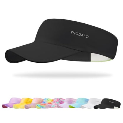 Kids Sun Visor Hats for Girls Boys, Packable Cooling Stretchy Visor - color: Black
