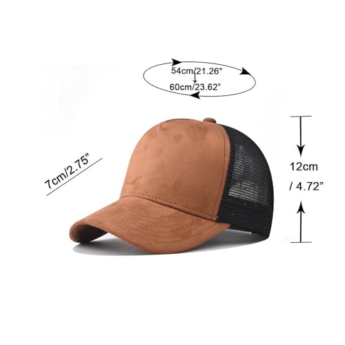 Trucker Hat Men Blank Mesh Suede Baseball Cap for Men and Women Baseball Hat 5-Panel Trucker Hat for Hunting & Hiking - color: Khaki