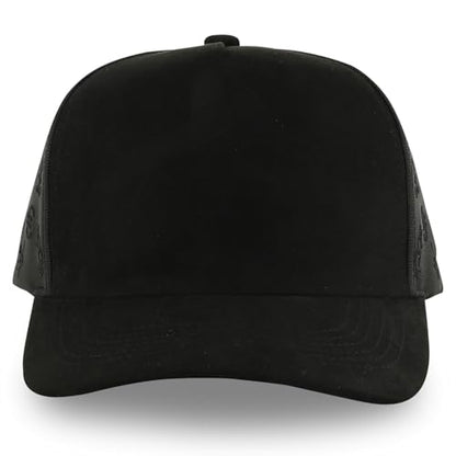 Trendy Apparel Shop 5 Panel Structured Soft Suede Snapback Ball Cap - color: Black Letter Mesh