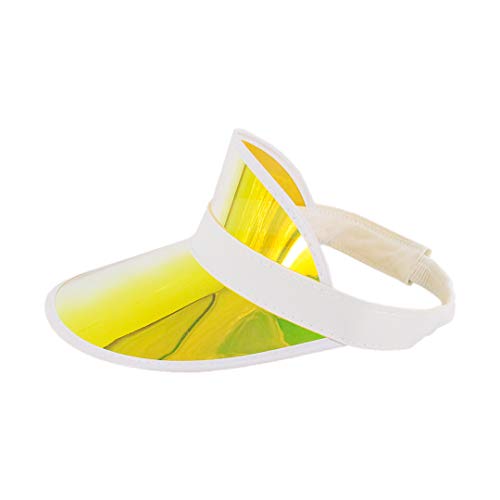 Giovacker Womens Mens PVC Clear Colorful Sun Visor Hats - color: 1pcs Yellow With White Border