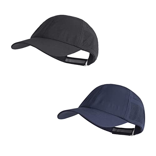 HH HOFNEN Women Quick Drying Baseball Cap Sun Hat Unstructured Golf Hat - color: #1 Black+navy