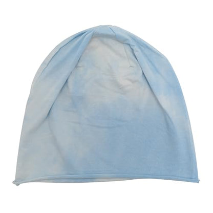 ZLYC Cotton Thin Slouchy Beanie Hat for Men Women Stretch Skull Cap - color: Tie Dyed Light Blue, size: One Size