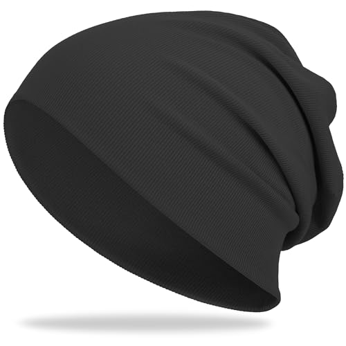 vidsel Slouchy Beanie Hats for Women & Men Cotton Knit Cuffed Skull Cap - color: 1-black