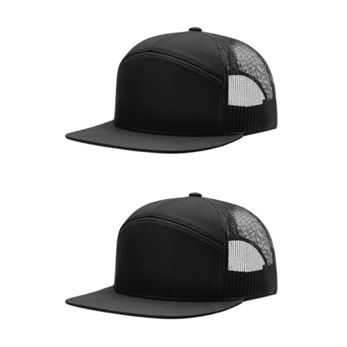 Richardson 168 Hi-Pro 7 Panel Adjustable Snapback Trucker Mesh Back Cap - color: Black