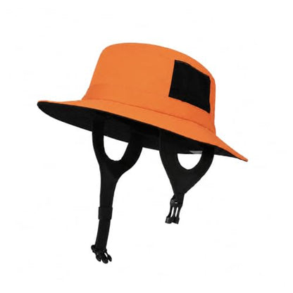 Surblue Surf Bucket Hat with Widened Chin Straps UPF 50+ Windproof Sun Hat Adjustable Packable Cap for Water Sports Surfing - color: Orange