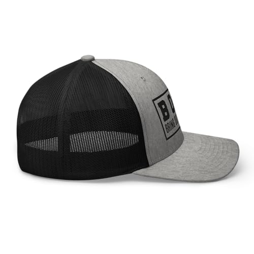 NG Boat Bring Out Ass and Titties Curved Bill Trucker Hat Mid Crown Adjustable Funny Adult Humor Cap - color: Heather/ Black