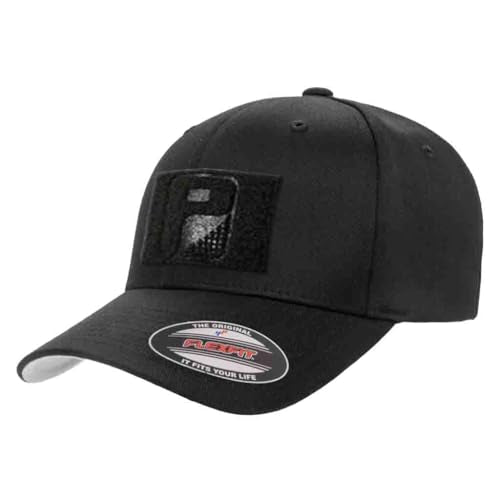 Pull Patch Curved Bill Premium Flexfit Baseball Cap Black for Moral Patches - size: 7 1/8-7 5/8