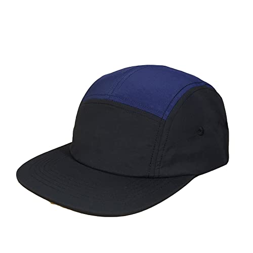 5 Panel Baseball Cap Camp Cap Taslon Short Brim Cap Quick Dry Hat Flat Bill Big Size Large Caps Oversize Running Hat - color: Black&blue, size: 7 1/2