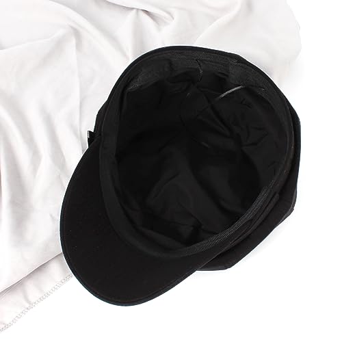 Women Cotton Blend Newsboy Cap Cabbie Paperboy Painter Visor Hat - color: Black