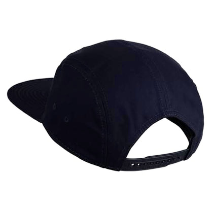 5 Panel Superior Cotton Twill Flat Bill Camper Cap - color: Navy