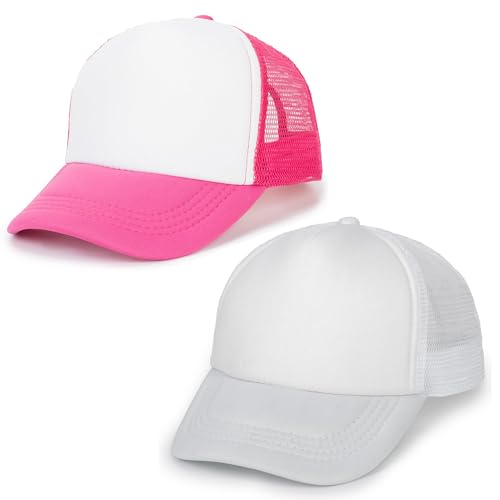 Kids-Girls-Trucker-Hat Adjustable-Baseball-Cap Toddler Mesh Sun Hats 2-6Y - color: Red+white