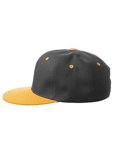 Original Team Coach Snapback Hat Classic Layered Arched Letters Flat Bill Cap - color: Black Gold Hat White Gold Letters