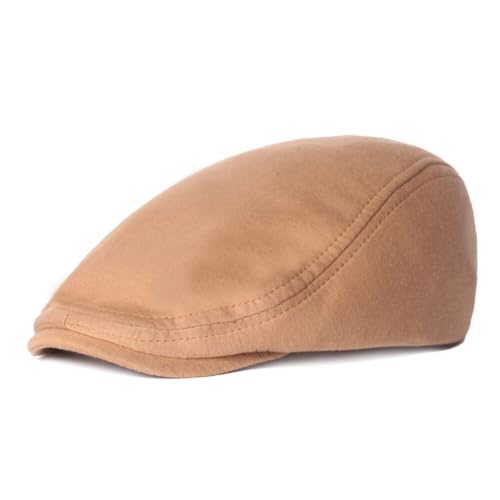 PHEZEN Men Cotton Flat Cap Ivy Gatsby Newsboy Hat Summer Driving Scally Cap Beret - color: Khaki