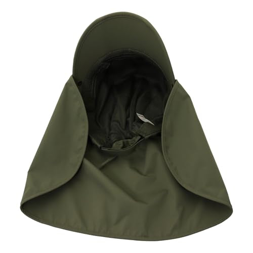 Men Women Safari Fishing Sun Cap with Removable Neck Flap UPF 50+ UV Protection Quick Dry Breathable Hats - color: Amry Green