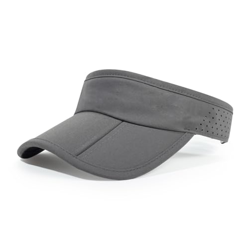 Sun Visors for Women Men Adjustable Folding Cap Running Golf Tennis - color: Dark Gray