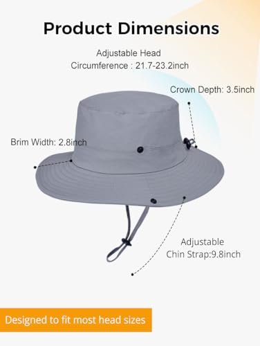 Summer Sun Hat for Women Wide Brim Outdoor Waterproof Hat Foldable Lightweight Hiking Cowboy Bucket Hat UPF 80+ - color: Dark Gray