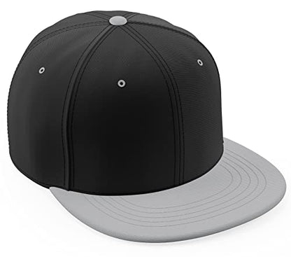 Daxton Classic Blank Snapback Flat Bill Visor Hat Cap One Size Adjustable Back - color: Black Light Grey