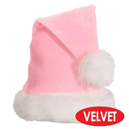 Beistle Plush Hats - Party Hats for Birthday & Holiday Theme Parties: Christmas - Santa - color: Light Pink - 2 Piece