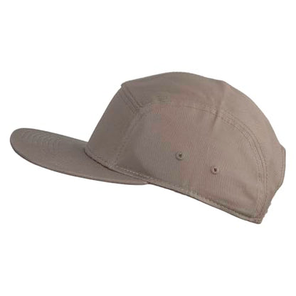 5 Panel Superior Cotton Twill Flat Bill Camper Cap - color: Dark Khaki