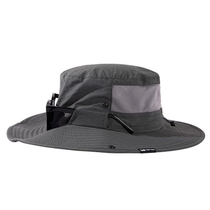 TOP-EX Wide Brim Bucket Sun Hat for Men & Women, Quick-Dry Boonie Hat, Mesh - color: Dark Gray, size: Medium-Large