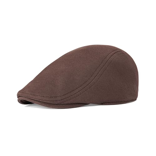 KUJUHA Men's Newsboy Cap Cotton Flat Ivy Gatsby Newsboy Hat Driving Hat Irish Cabbie Hunting Caps Winter Hat - color: Ba_coffee, size: Large