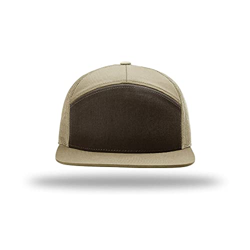 Richardson 168 Hi-Pro 7 Panel Adjustable Snapback Trucker Mesh Back Cap - color: Brown/Khaki