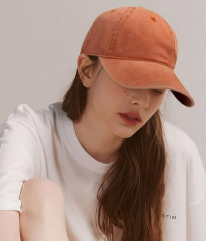 Edoneery Baseball Cap for Men and Women, Low Profile Washed Cotton Dad Hat - color: Orange