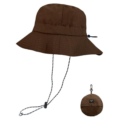 NPQQUAN Sun Bucket Hats for Woman Men Lightweight Sun Hat Packable Foldable - color: (Pure Brown)