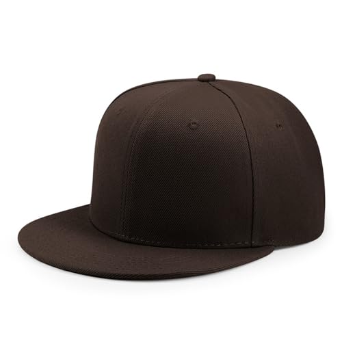 Back Closure Big Size Baseball Cap Hiphop Flat Peak Plain Sport Hats Oversize Large Men Fitted Caps - color: Coffee
