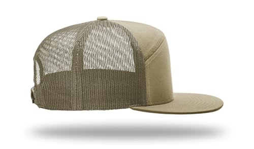 Richardson 168 168P Hat 7-Panel Trucker Cap Hi-Pro Snapback Cap Camo Hat Adjustable Baseball Hat Blank Hat Bulk Hats - color: Pale Khaki/Loden