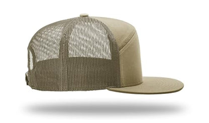 Richardson 168 168P Hat 7-Panel Trucker Cap Hi-Pro Snapback Cap Camo Hat Adjustable Baseball Hat Blank Hat Bulk Hats - color: Pale Khaki/Loden