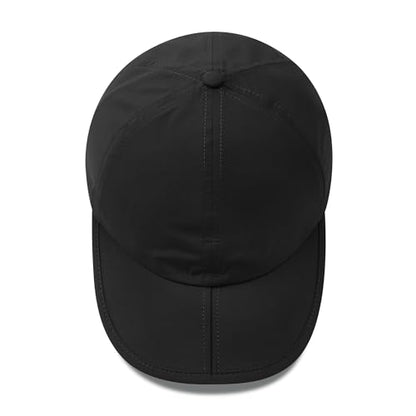 Clakllie Quick Dry 5 Panel Cap for Men Summer Folding Outdoor Hat Breathable Baseball Cap Unstructured Running Hiking Hats - color: Cduk-bssq2582-black