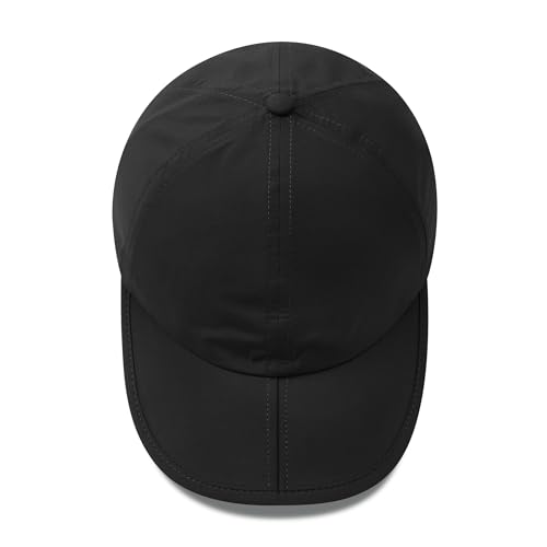 Clakllie Quick Dry 5 Panel Cap for Men Summer Folding Outdoor Hat Breathable Baseball Cap Unstructured Running Hiking Hats - color: Cduk-bssq2582-black