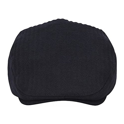 STARANCE Men Wool Blend Newsboy Cap Flat Hat - color: Black, size: 7 1/4