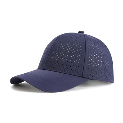 FEINION Men Laser Mesh Breathable Snapback Baseball Cap - color: Navy