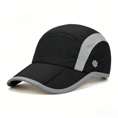 Solaris UPF 50+ Running Cap Mesh Baseball Hat Foldable Unisex - color: Black, size: Standard