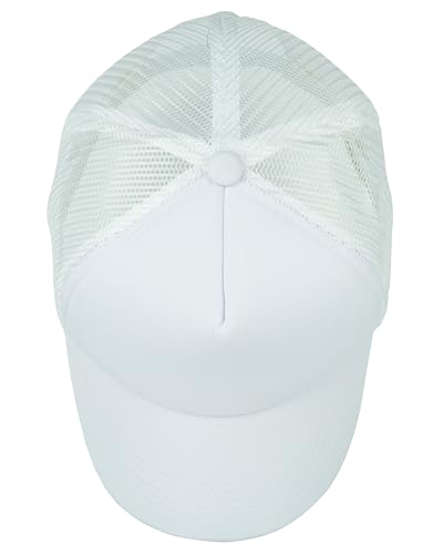 Gelante Polyester Foam Front, Mesh Back 5 Panel Sublimation Trucker Baseball Cap Snapback Hat - color: White
