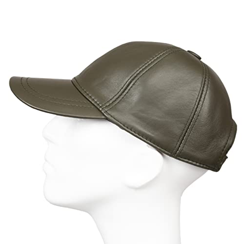 Genuine Leather Unisex Baseball Cap - color: Dark Green