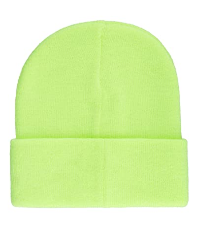 Levi's Mens All-Season Hero Beanie Soft Knit Cuffed Winter Hat, Warm & Comfortable Everyday Style - color: Neon Yellow Solid
