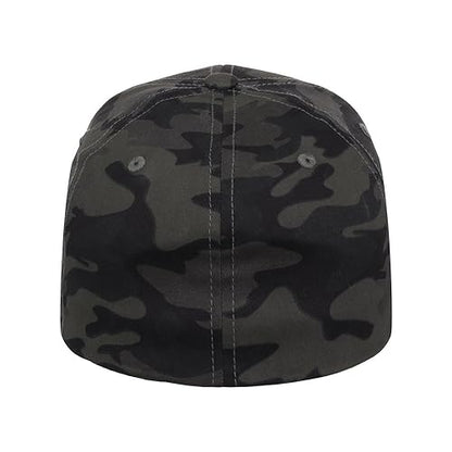 Lids Blank All Star Classic Structured Stretch Fitted Baseball Cap – Curved Bill Hat for Men and Women - color: Black/Camo, size: Large-X-Large